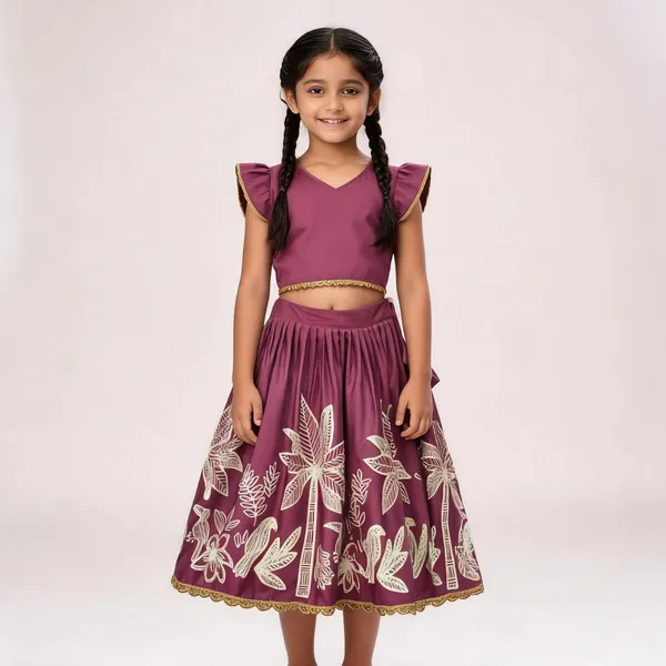 Magenta_Rayon_Floral_Embroidered_Lehenga_Choli_Set_For_Girls