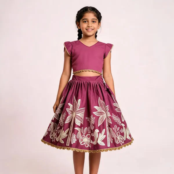 Magenta_Rayon_Floral_Embroidered_Lehenga_Choli_Set_For_Girls