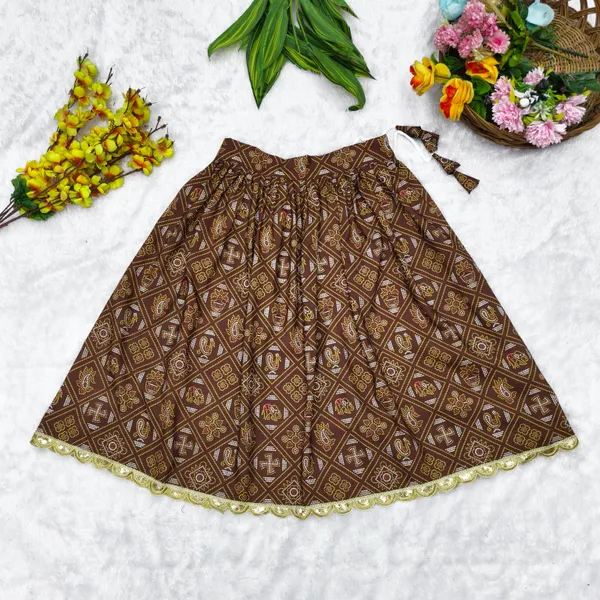 Brown_Rayon_Flared_Lehenga_Choli_Set_For_Girls