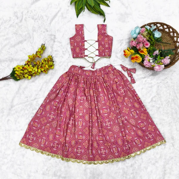 Magenta_Rayon_Flared_Lehenga_Choli_Set_For_Girls