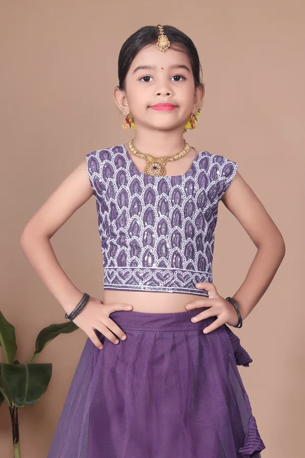 Purple_Georgette_Printed_Sleeveless_Lehenga_Choli_Set_For_Girls