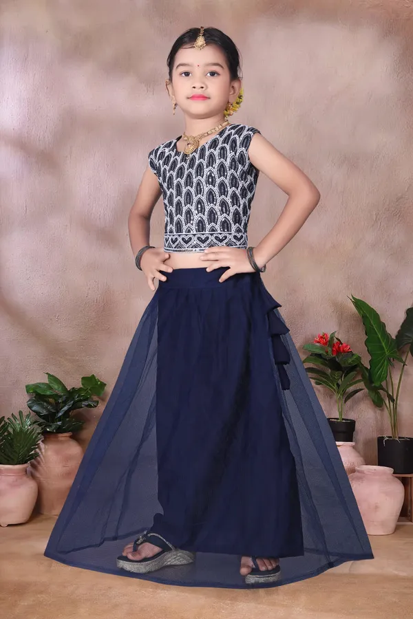 Navy_Blue_Georgette_Flared_Lehenga_Choli_Set_For_Girls