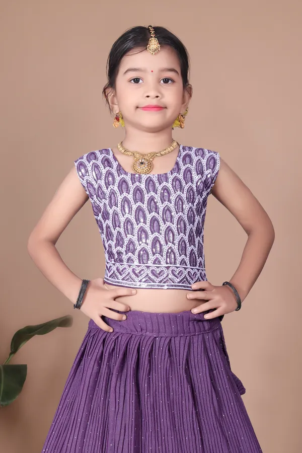 Purple_Georgette_Flared_Lehenga_Choli_Set_For_Girls