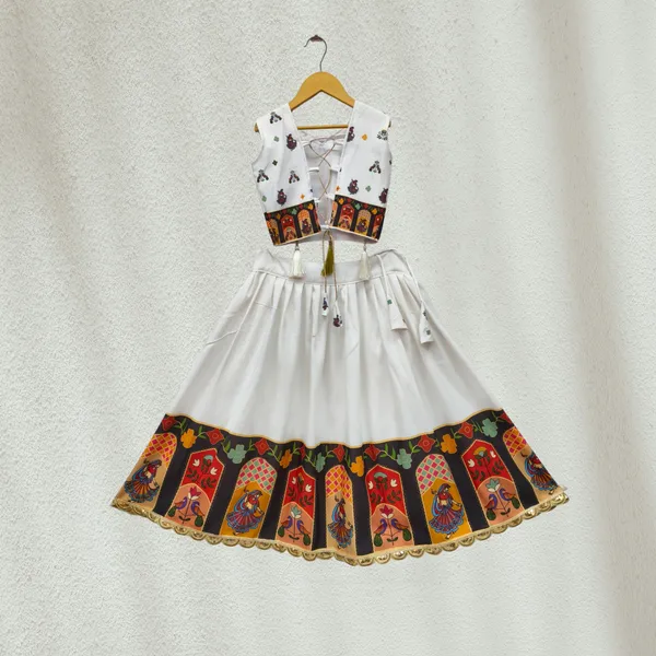 White_Rayon_Printed_Sleeveless_Lehenga_Choli_Set_For_Girls