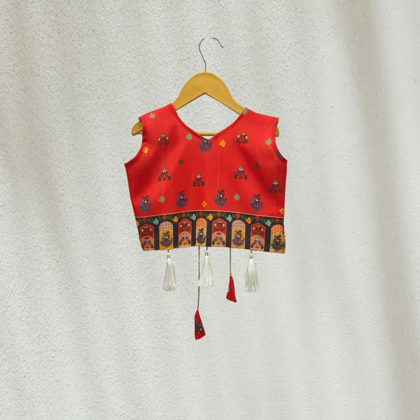 Red_Rayon_Flared_Lehenga_Choli_Set_For_Girls