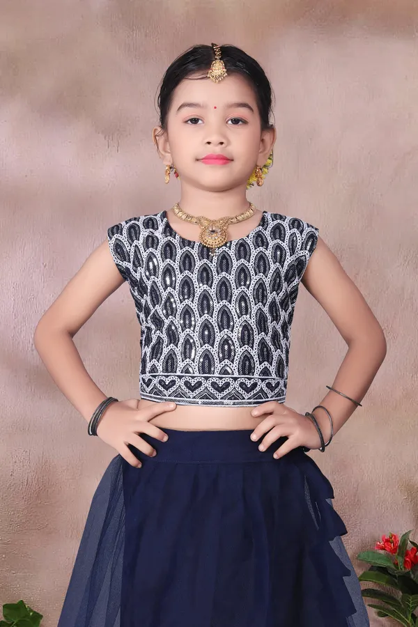Navy_Blue_Georgette_Flared_Lehenga_Choli_Set_For_Girls