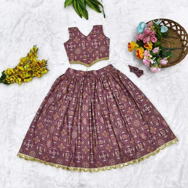 Maroon_Rayon_Flared_Lehenga_Choli_Set_For_Girls