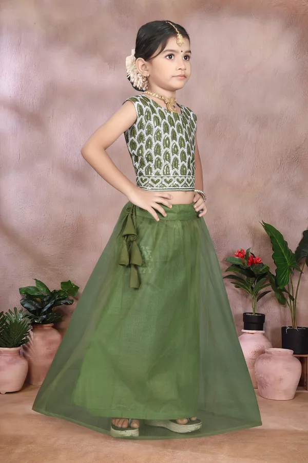 Green_Georgette_Flared_Lehenga_Choli_Set_For_Girls
