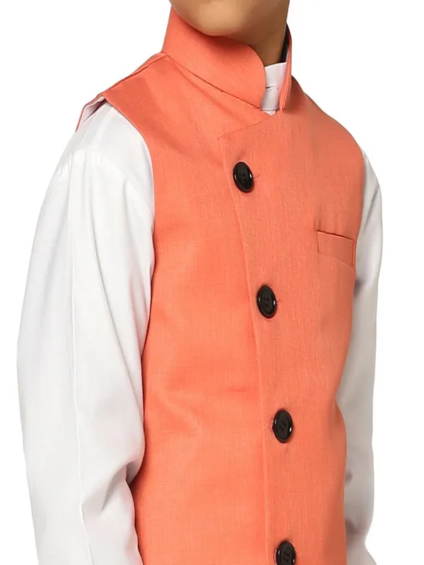 Peach_Angrakha_Jkt_With_White_Kurta_Set_Peach