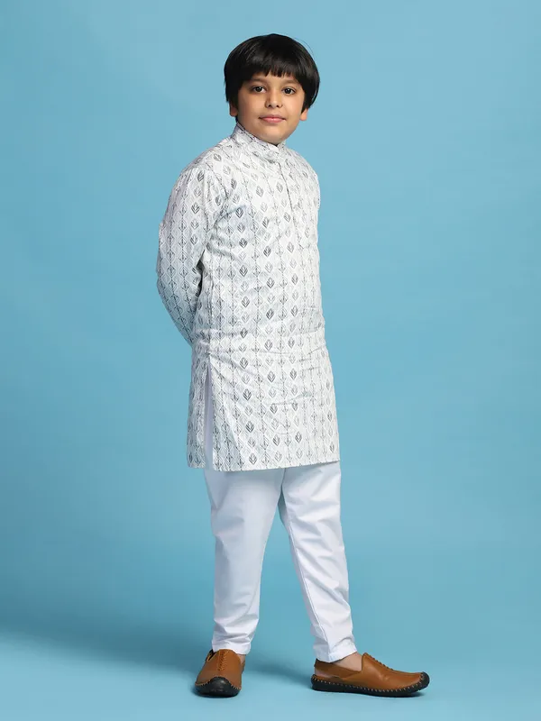Boys_Cotton_Printed_Kurta_Set_Green