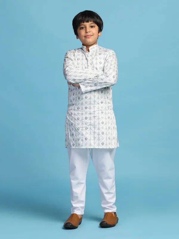 Boys_Cotton_Printed_Kurta_Set_Green