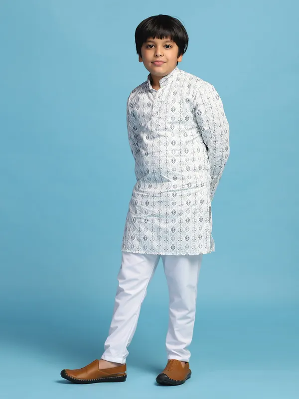 Boys_Cotton_Printed_Kurta_Set_Green
