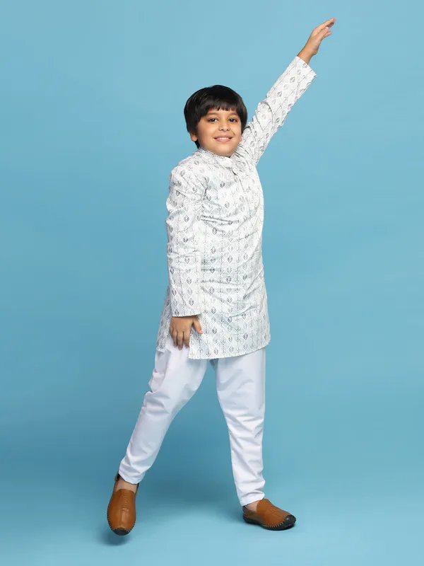 Boys_Cotton_Printed_Kurta_Set_Green