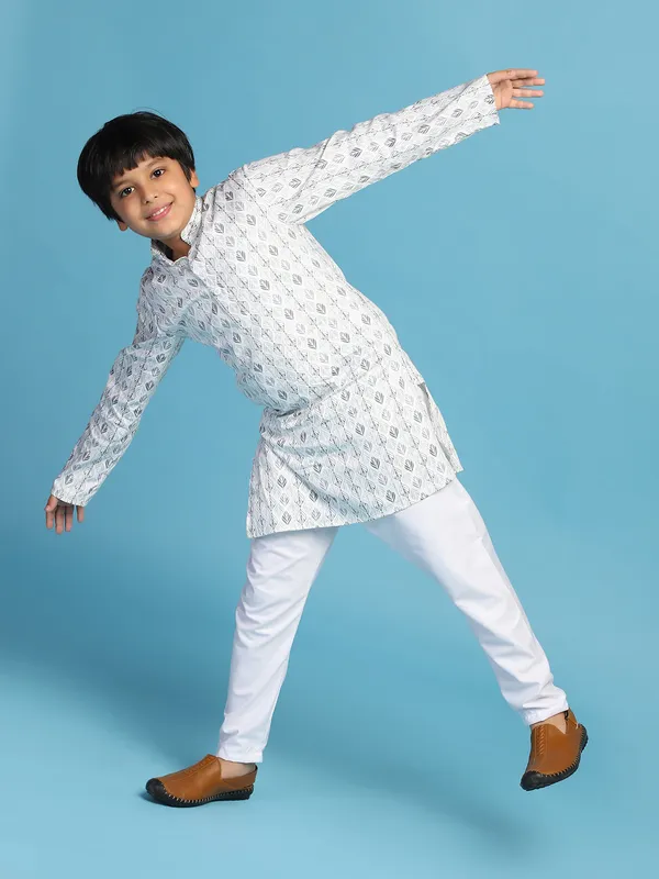 Boys_Cotton_Printed_Kurta_Set_Green