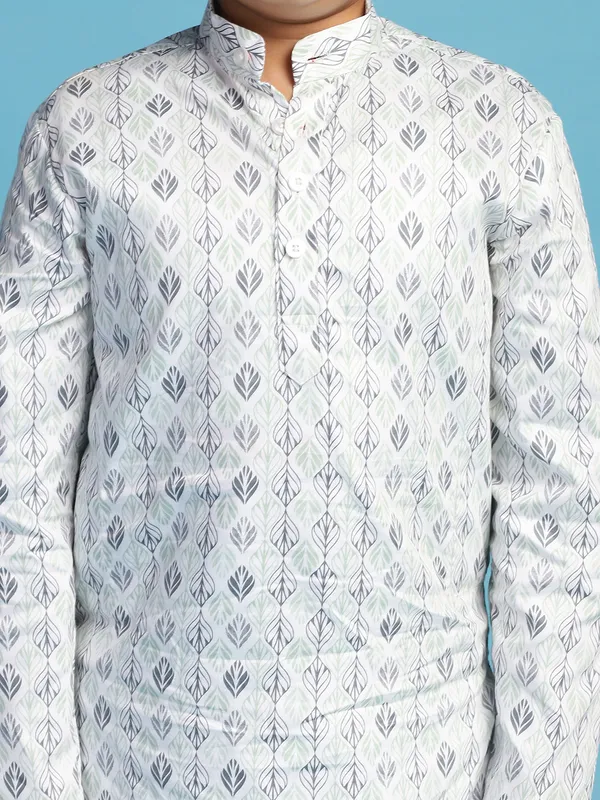 Boys_Cotton_Printed_Kurta_Set_Green