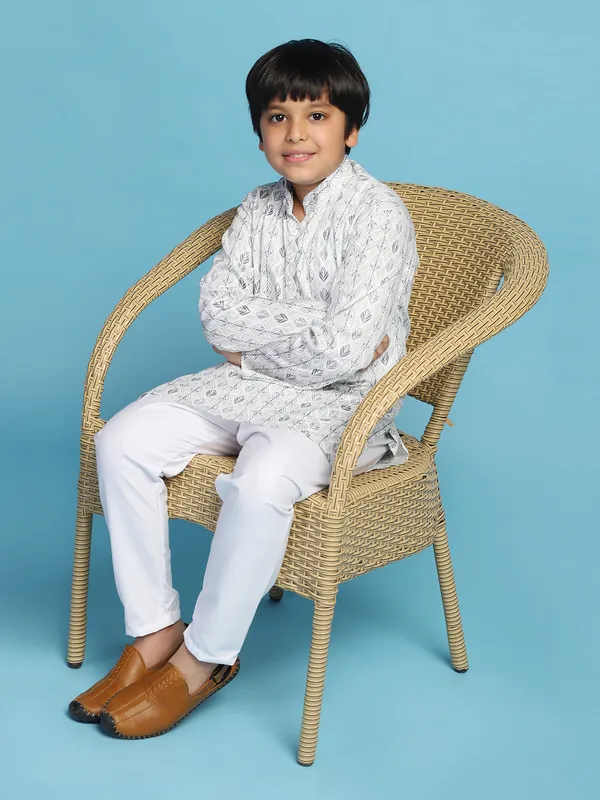 Boys_Cotton_Printed_Kurta_Set_Green