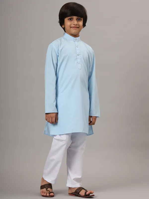 Boys_Sky_Blue_Solid_Kurta_Set_Blue