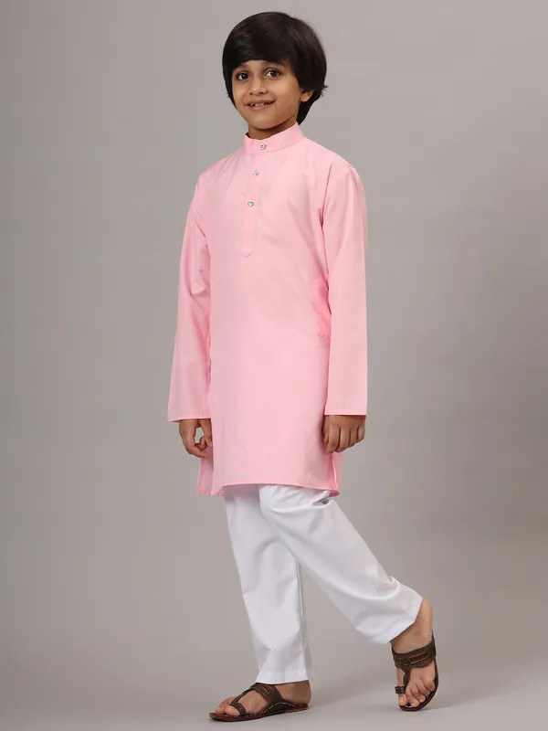 Boys_Pink_Solid_Kurta_Set_Pink