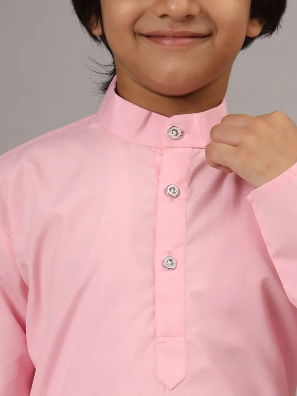 Boys_Pink_Solid_Kurta_Set_Pink