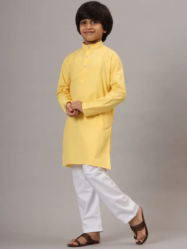 Boys_Yellow_Solid_Kurta_Set_Yellow