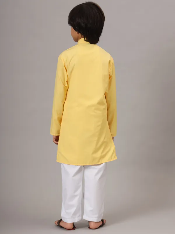 Boys_Yellow_Solid_Kurta_Set_Yellow