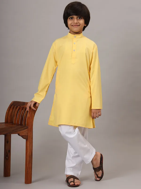 Boys_Yellow_Solid_Kurta_Set_Yellow
