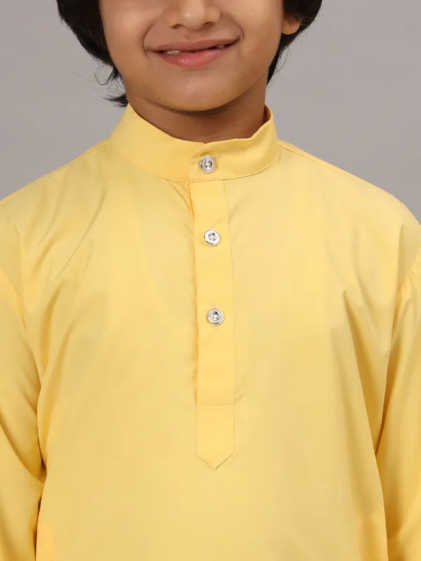 Boys_Yellow_Solid_Kurta_Set_Yellow