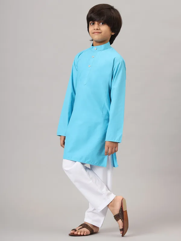 Boys_Dark_Blue_Solid_Kurta_Set_Blue