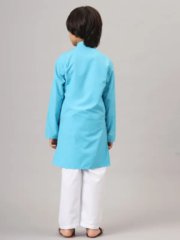 Boys_Dark_Blue_Solid_Kurta_Set_Blue