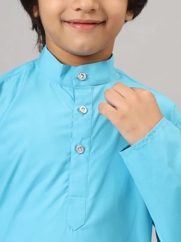 Boys_Dark_Blue_Solid_Kurta_Set_Blue