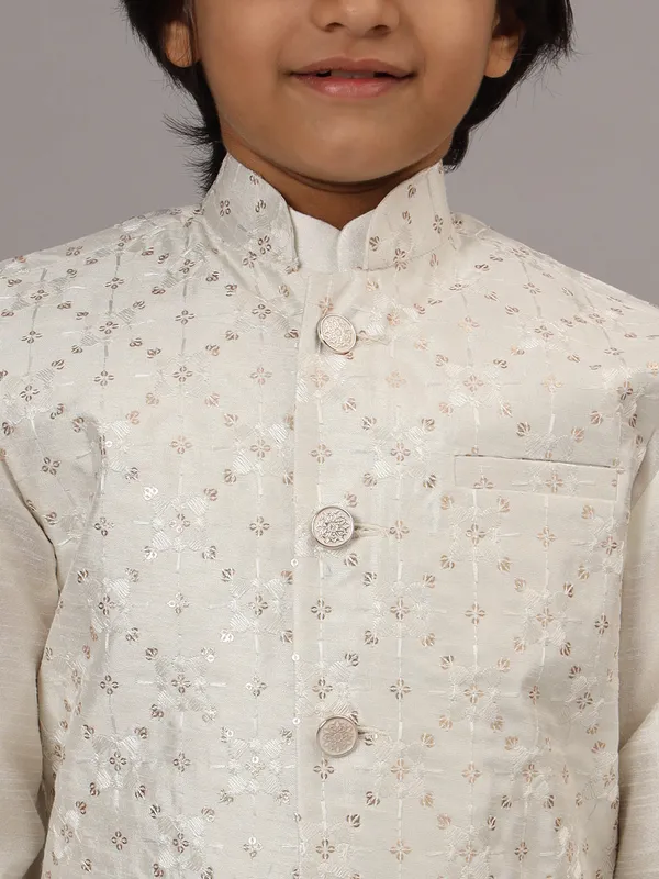 Boys_Off_White_Kurta_Set_With_Embroidered_Nehru_Jacket_White