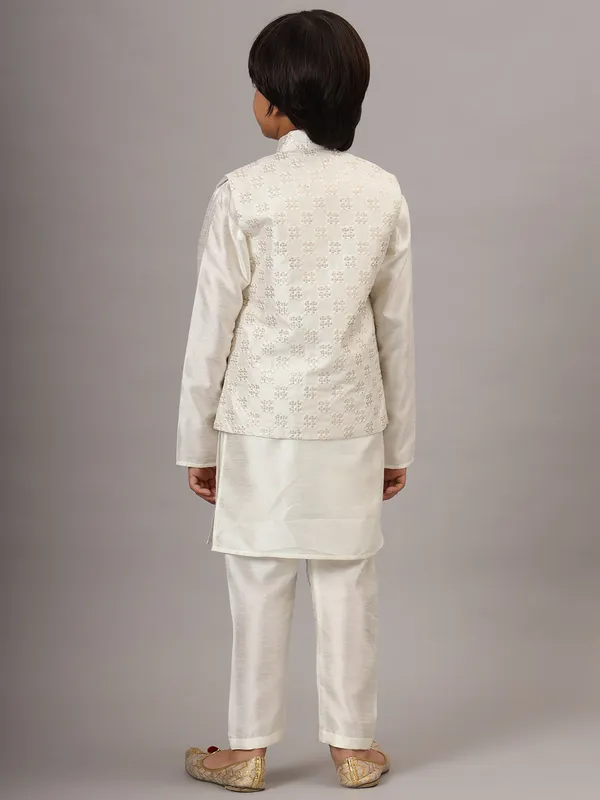 Boys_Pearl_White_Kurta_Set_With_Embroidered_Nehru_Jacket_White