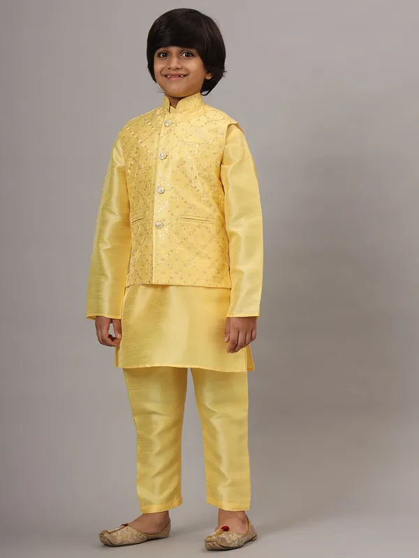 Boys_Yellow_Kurta_Set_With_Embroidered_Nehru_Jacket_Yellow