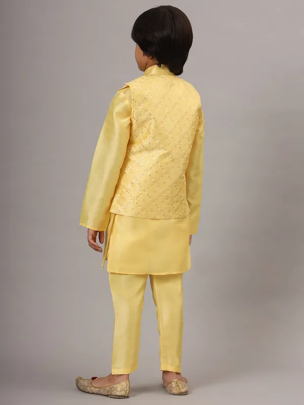 Boys_Yellow_Kurta_Set_With_Embroidered_Nehru_Jacket_Yellow