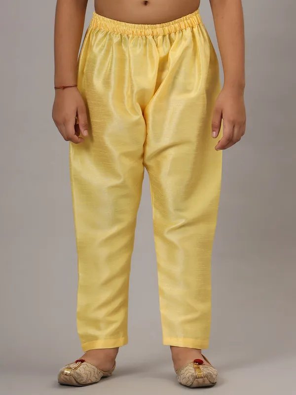 Boys_Light_Yellow_Kurta_Set_Embroidered_With_Nehru_Jacket_Yellow