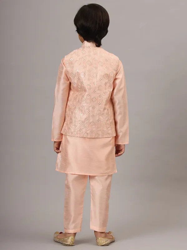 Boys_Peach_Kurta_Set_With_Embroidered_Nehru_Jacket_Peach