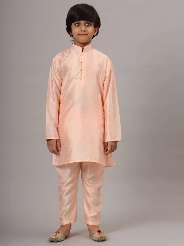 Boys_Peach_Kurta_Set_With_Embroidered_Nehru_Jacket_Peach