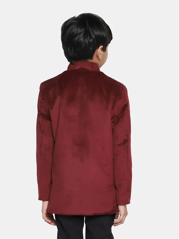 Kids_Maroon_Velvet_Bandgala_Blazer_Maroon