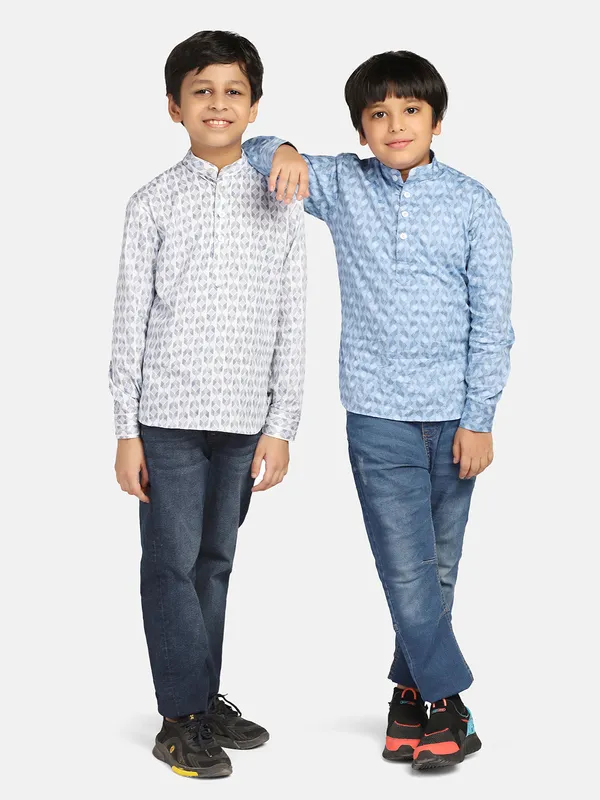 Kids_White_Printed_Shirt_Kurta_White