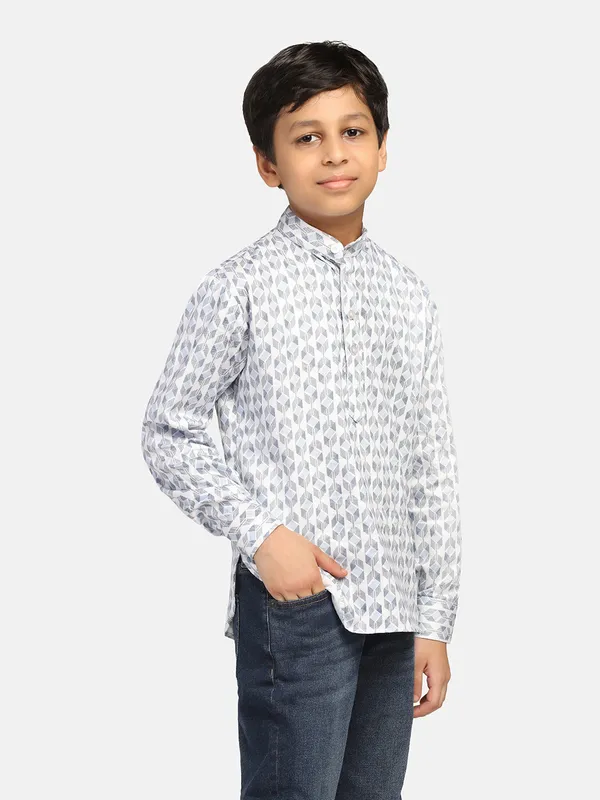 Kids_White_Printed_Shirt_Kurta_White
