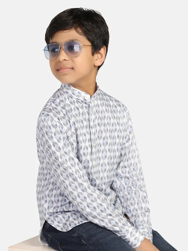 Kids_White_Printed_Shirt_Kurta_White
