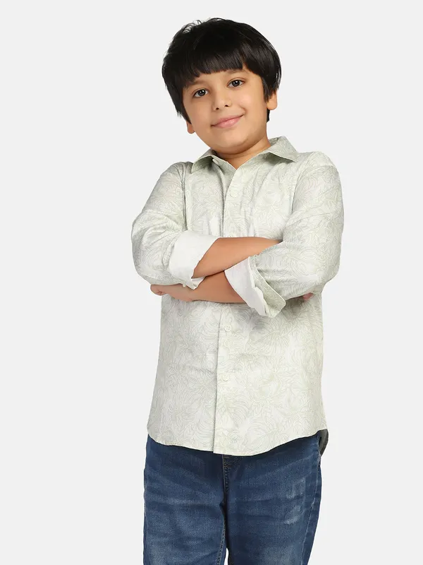 Boys_Green_Printed_Shirt_Green