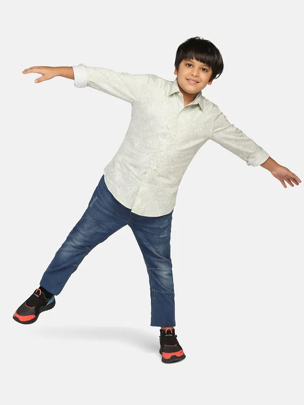 Boys_Green_Printed_Shirt_Green