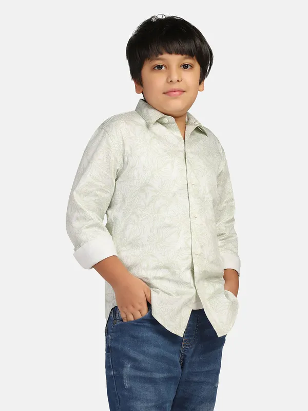 Boys_Green_Printed_Shirt_Green
