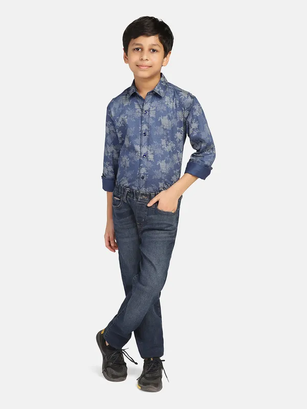 Kids_Dark_Printed_Shirt_Blue
