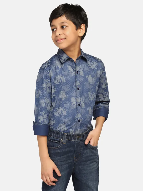 Kids_Dark_Printed_Shirt_Blue
