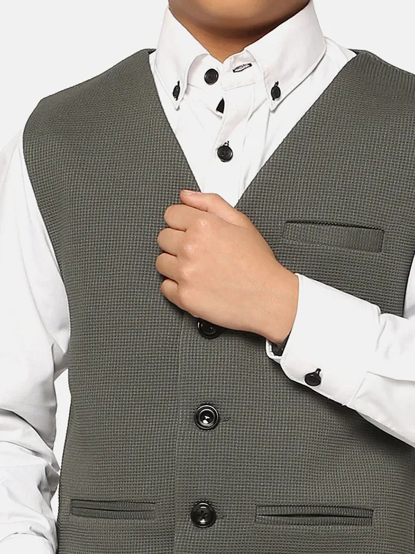 Kids_Green_Textured_Waistcoat_Geen
