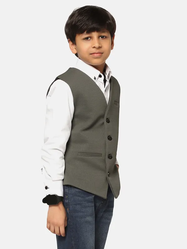 Kids_Green_Textured_Waistcoat_Geen