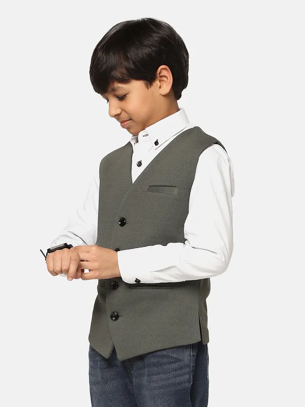 Kids_Green_Textured_Waistcoat_Geen
