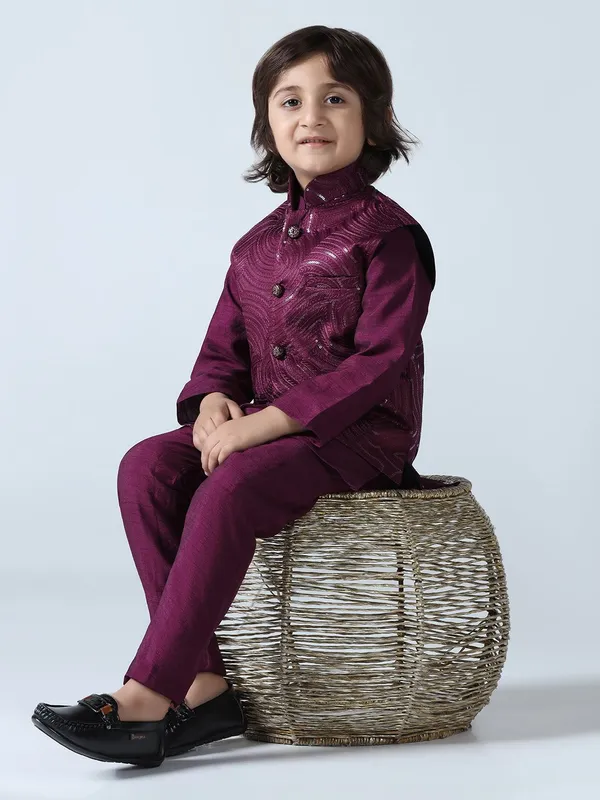 Boys_Wine_Embroidered_Nehru_Jacket